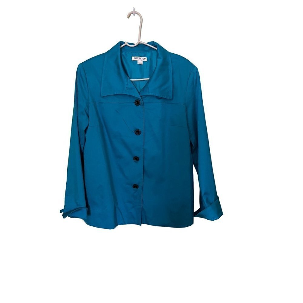 Pendleton Blazer Sz Large‎ Womens Blue Cotton Blend  Career Button